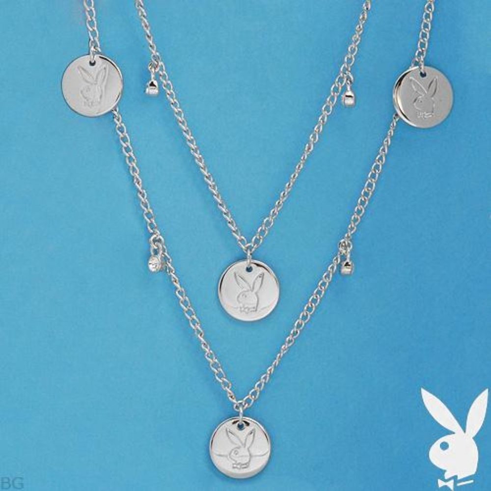 Playboy Necklace Bunny Charms Swarovski Crystals Long Wrap Around Chain NWT y2k